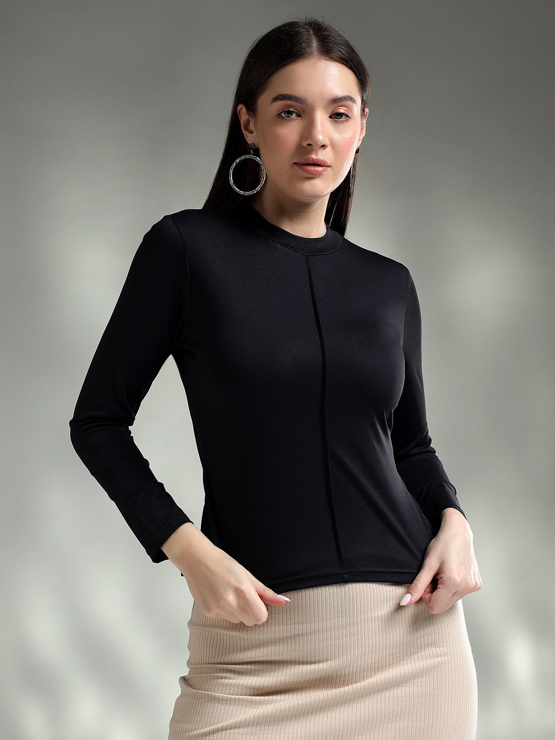 KOTTY Casual Solid Women Black Top 