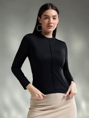 KOTTY Casual Solid Women Black Top 