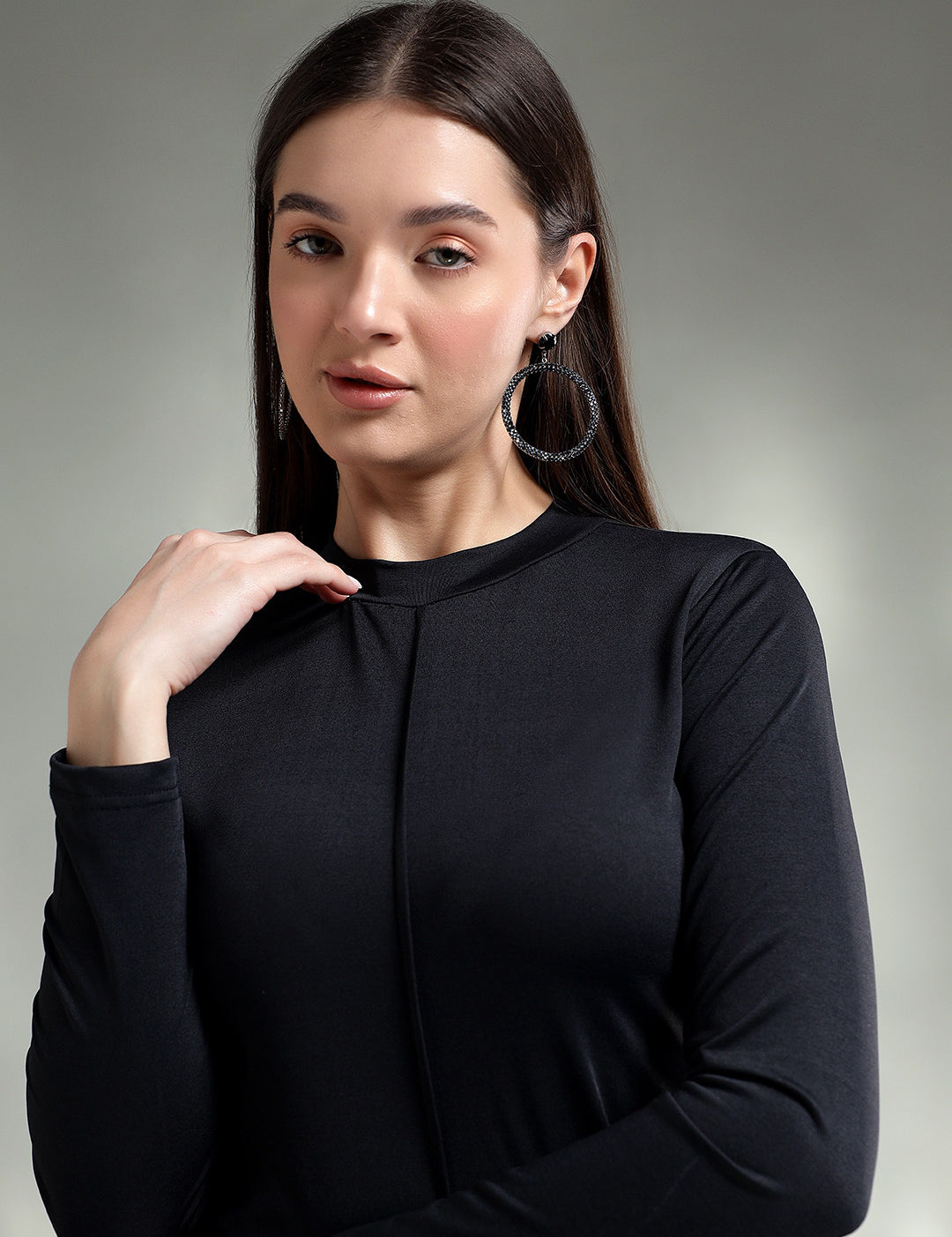 KOTTY Casual Solid Women Black Top 