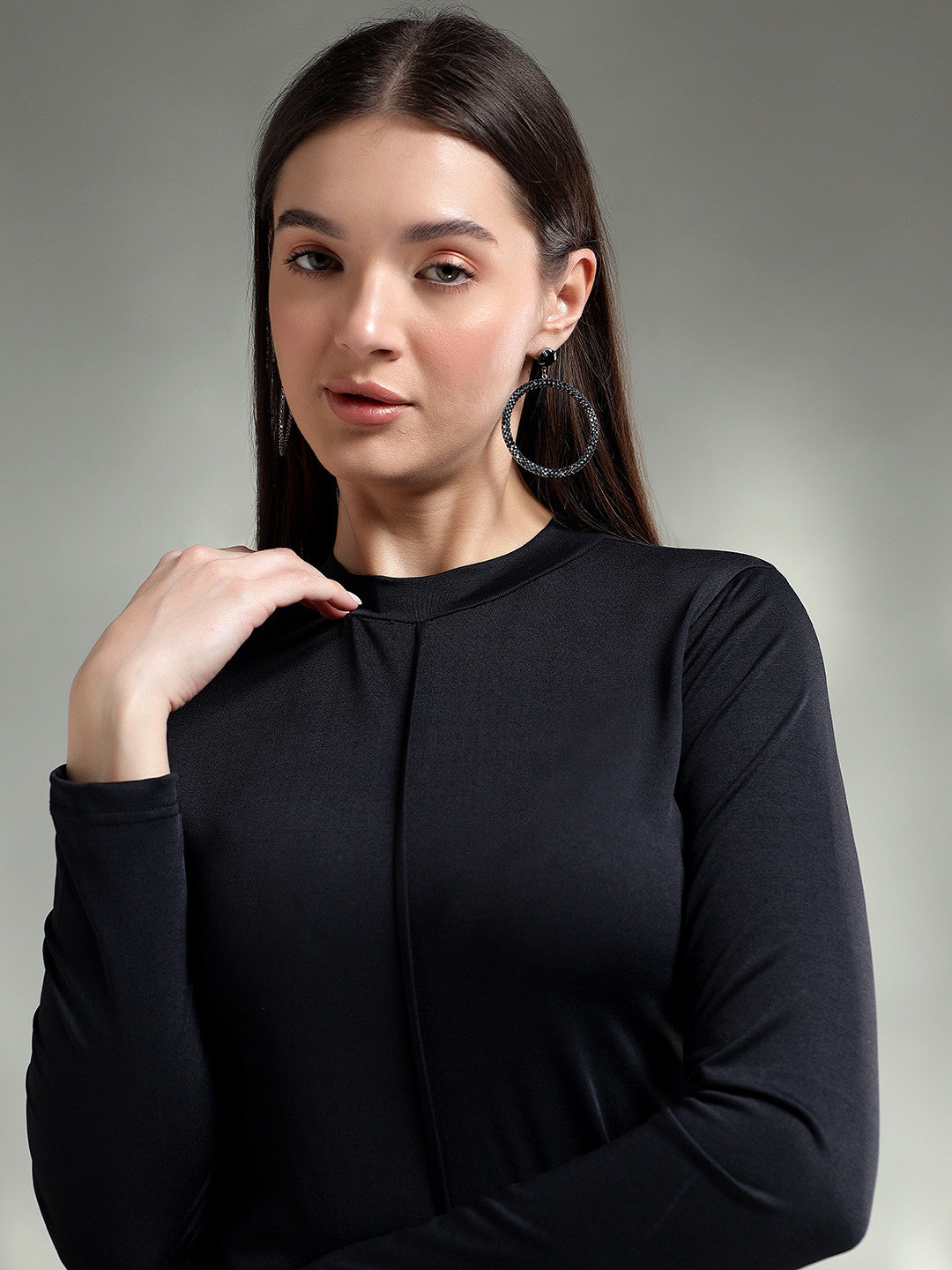 KOTTY Casual Solid Women Black Top 