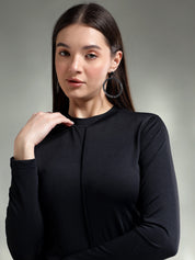 KOTTY Casual Solid Women Black Top 