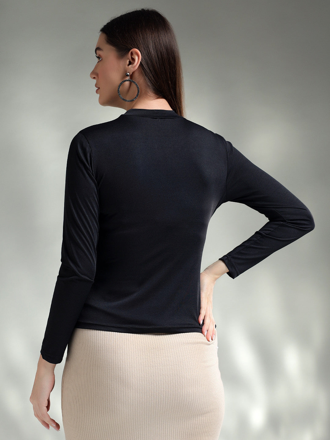 KOTTY Casual Solid Women Black Top 
