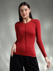 KOTTY Casual Solid Women Red Top 
