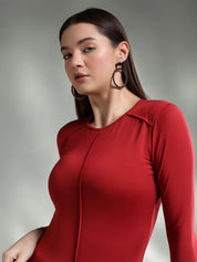 KOTTY Casual Solid Women Red Top 