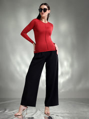 KOTTY Casual Solid Women Red Top 