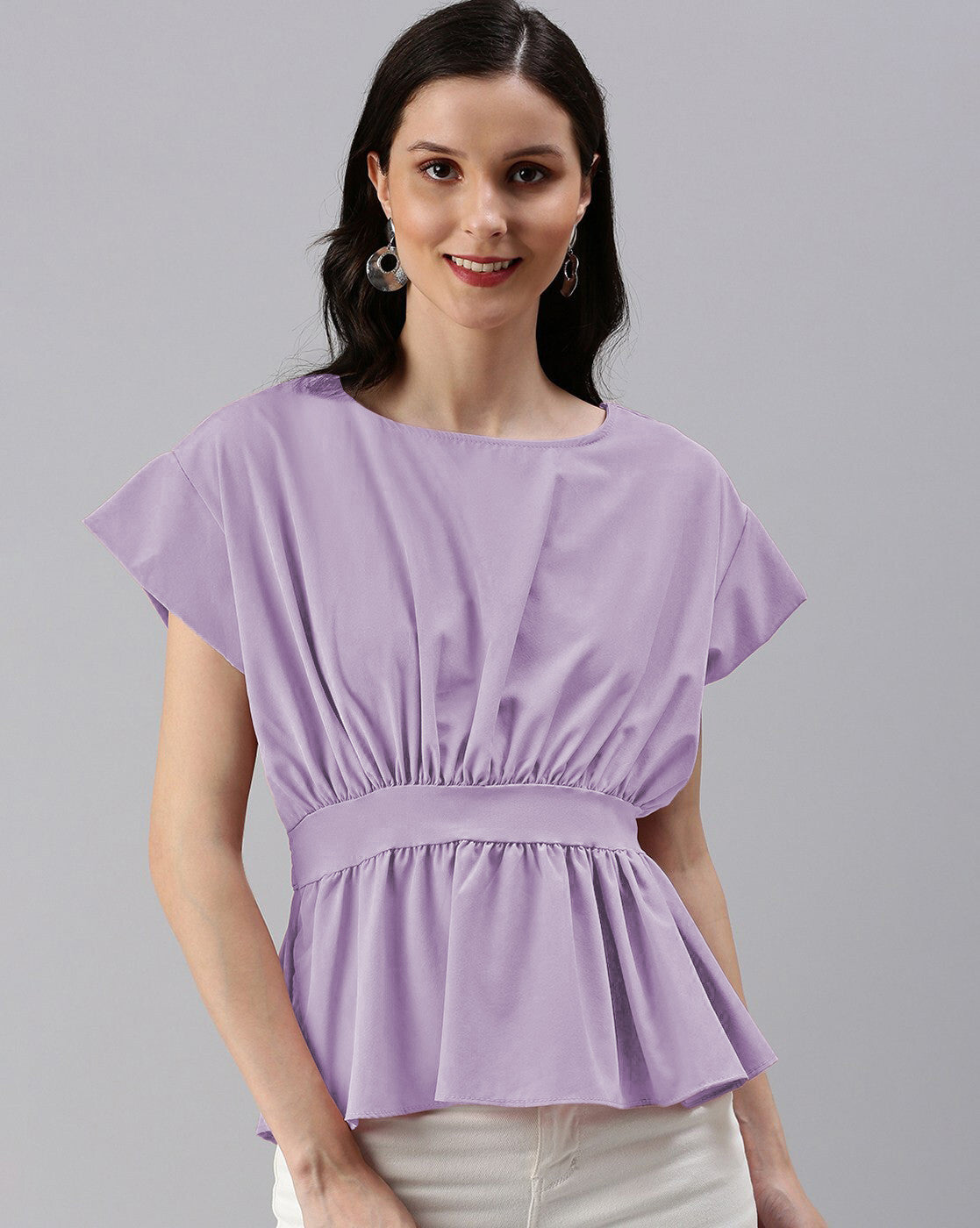 KOTTY Casual Solid Women Purple Top 