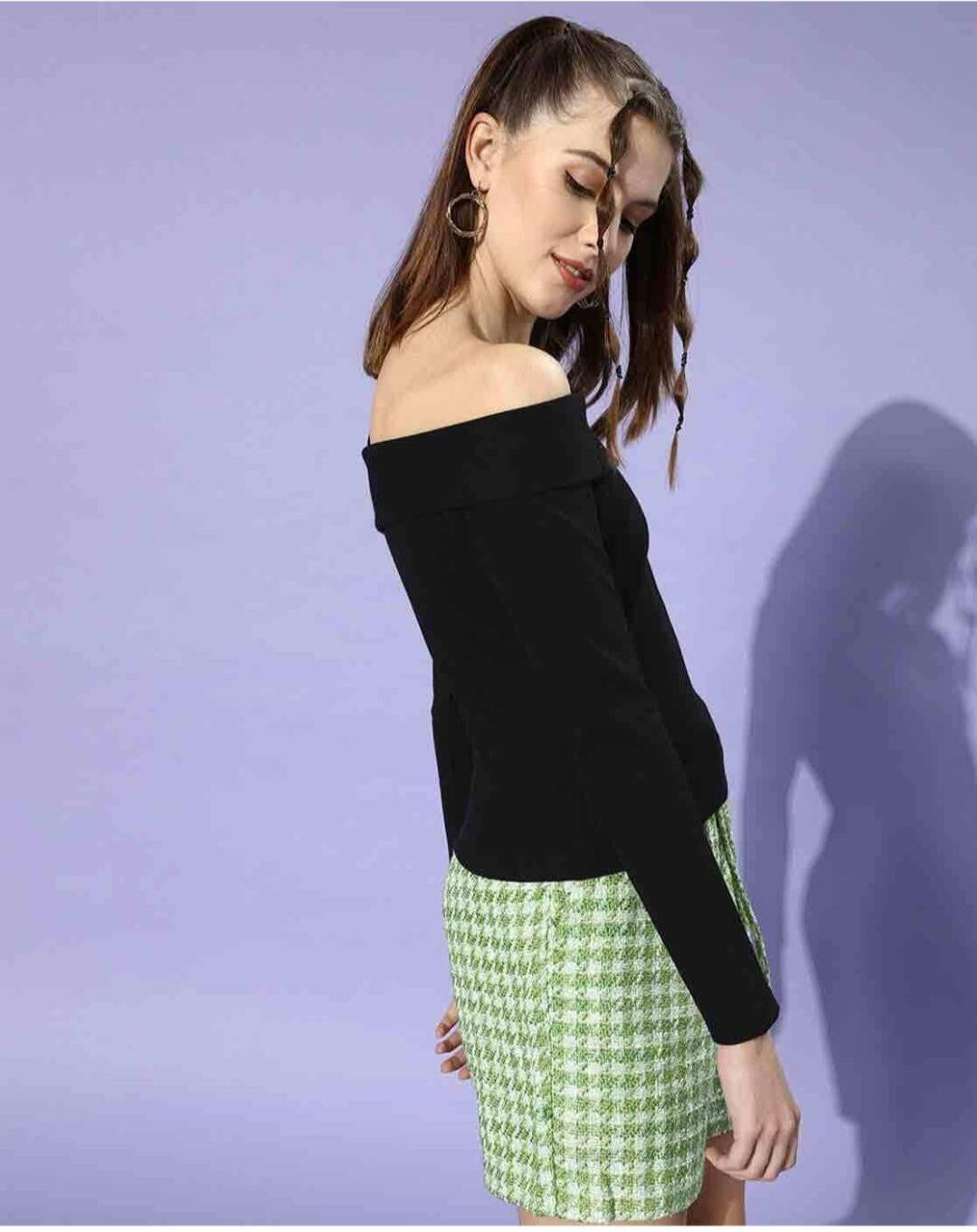 KOTTY Casual Solid Women Black Top 
