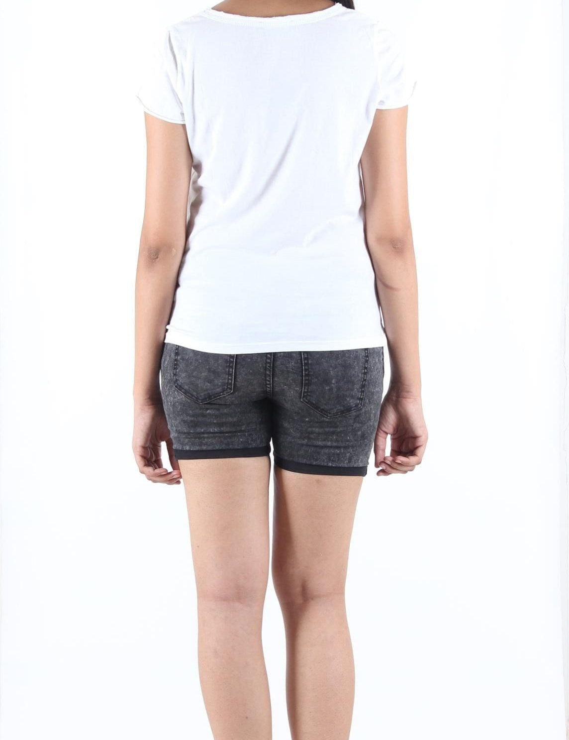 KOTTY Casual Short Sleeve Printed Women White Top 