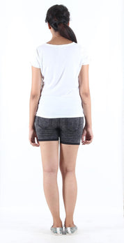 KOTTY Casual Short Sleeve Printed Women White Top 