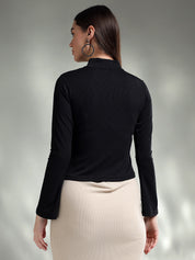 KOTTY Casual Solid Women Black Top 