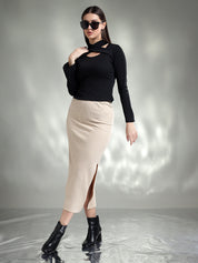 KOTTY Casual Solid Women Black Top 