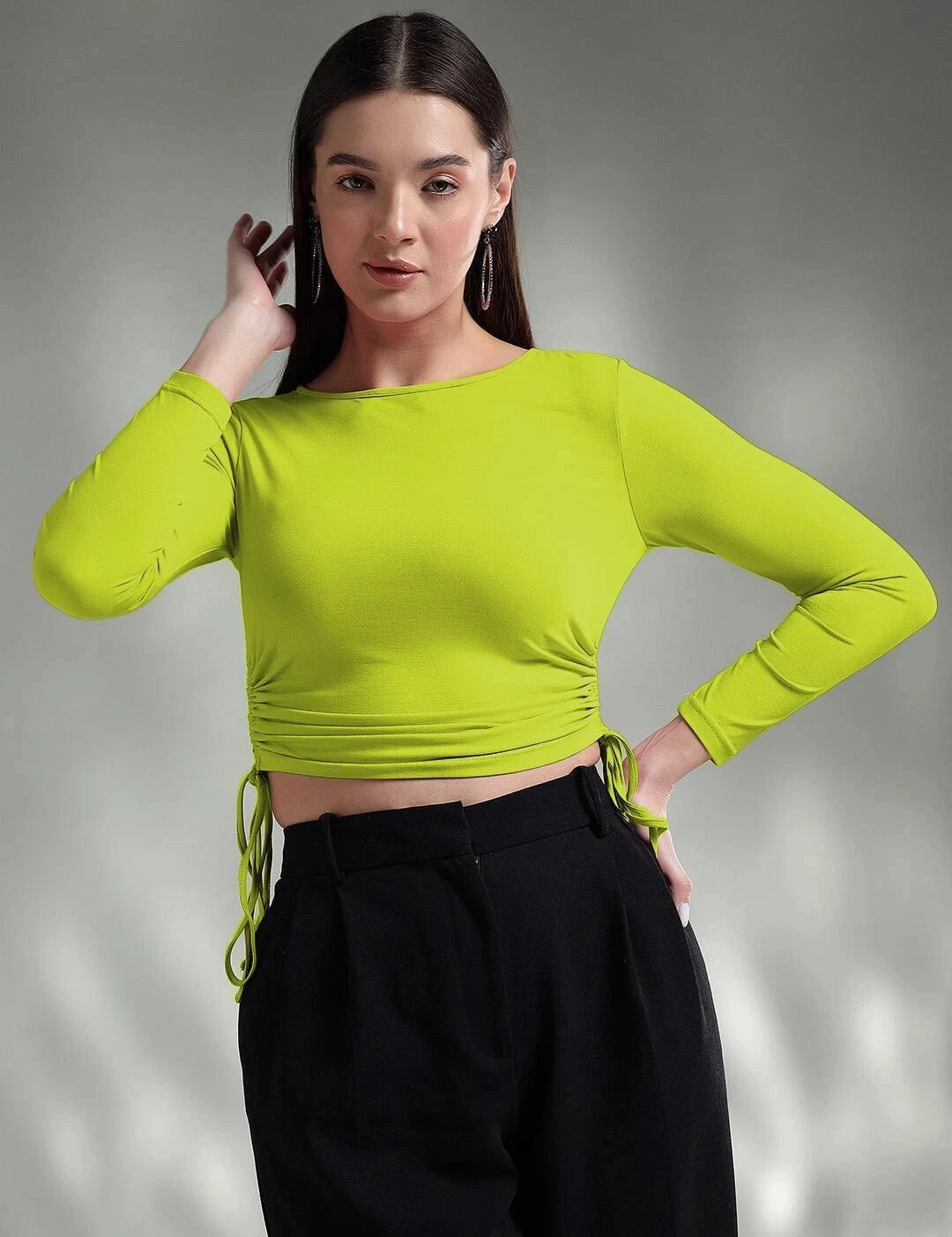 KOTTY Casual Solid Women Green Top 