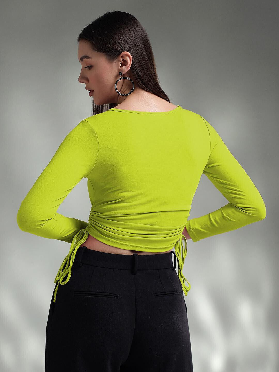 KOTTY Casual Solid Women Green Top 