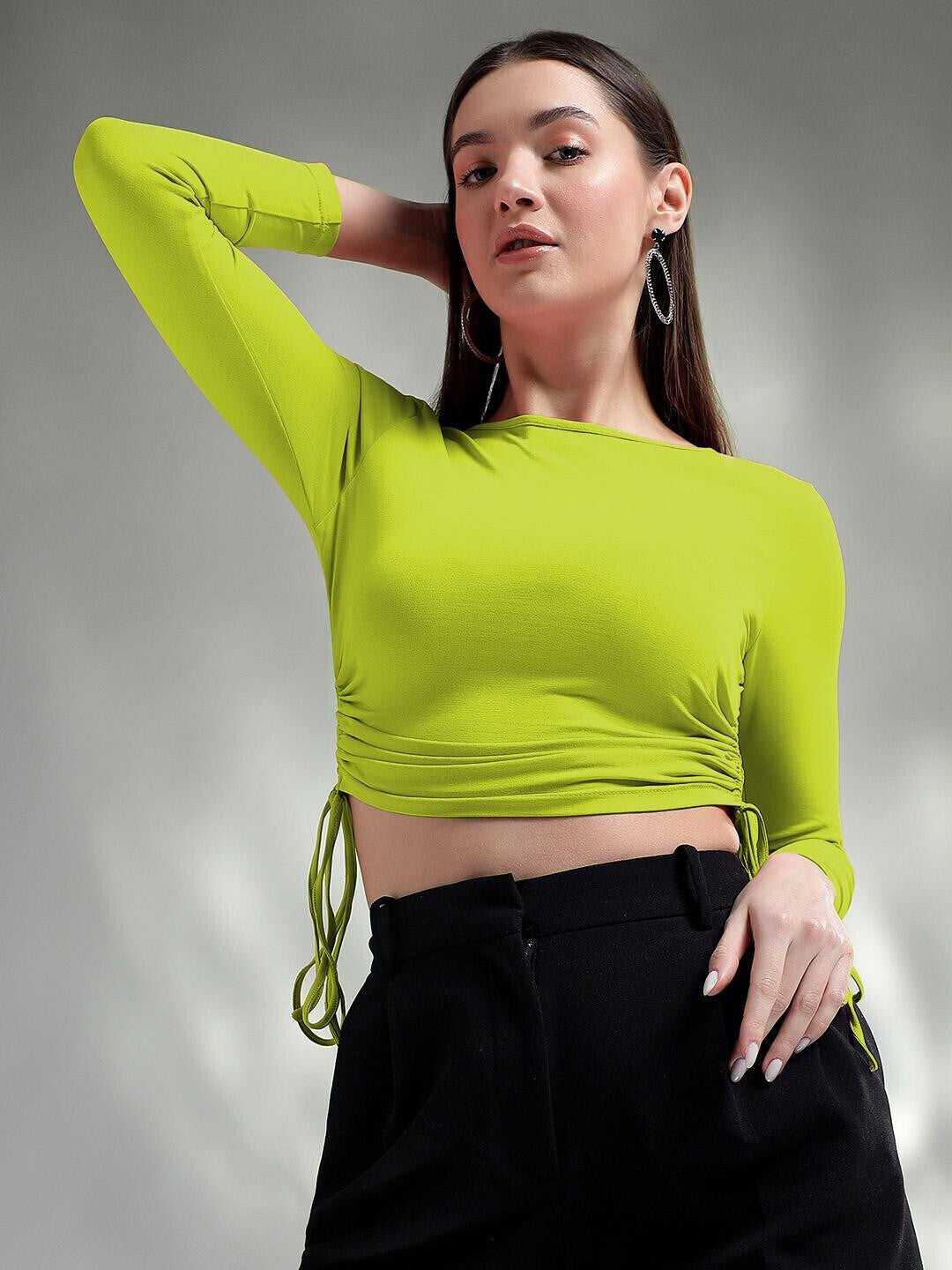 KOTTY Casual Solid Women Green Top 