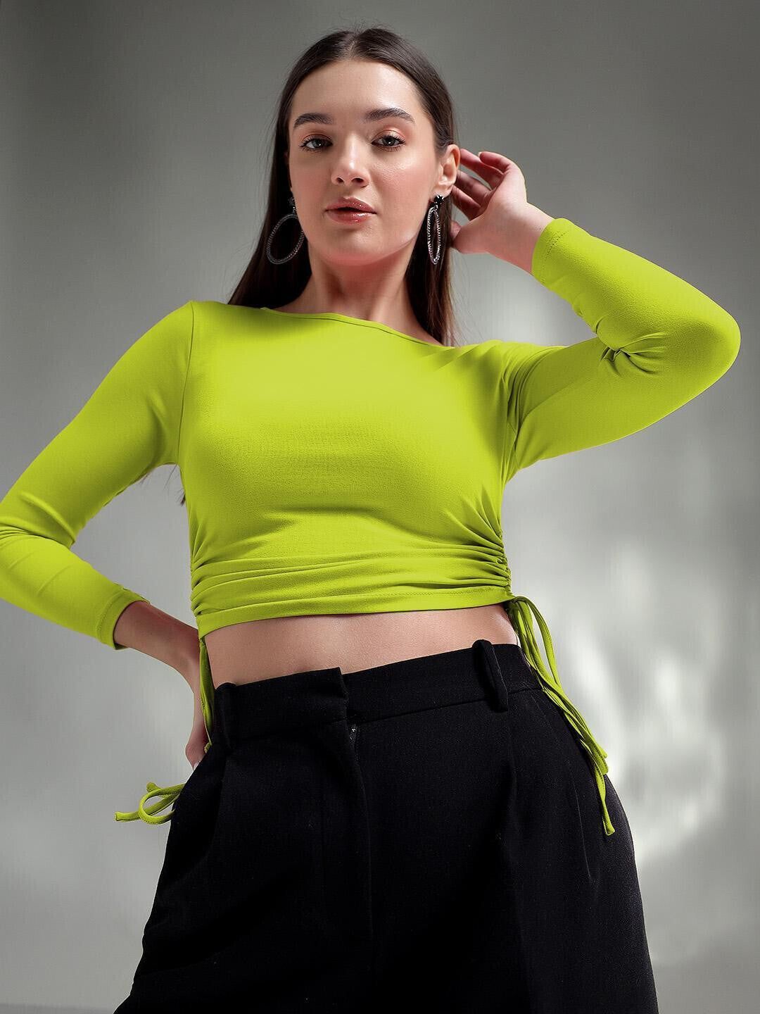 KOTTY Casual Solid Women Green Top 