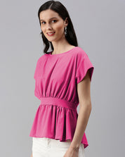 KOTTY Casual Solid Women Pink Top 