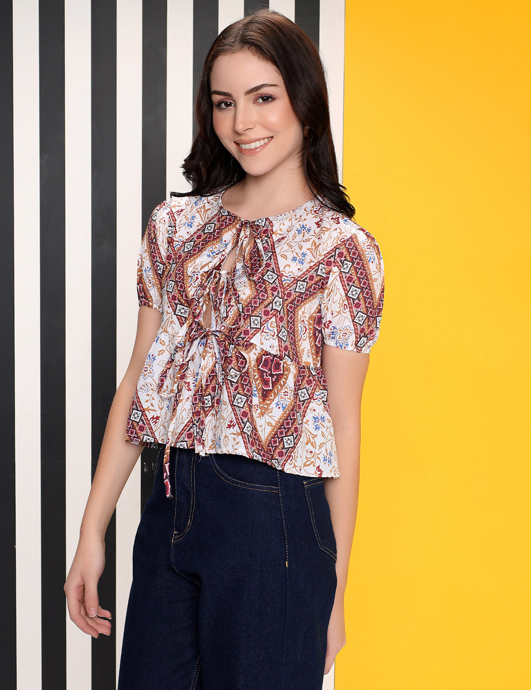 KOTTY Casual Printed Women Multicolor Top 