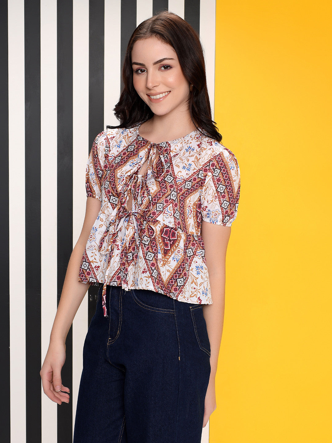 KOTTY Casual Printed Women Multicolor Top 