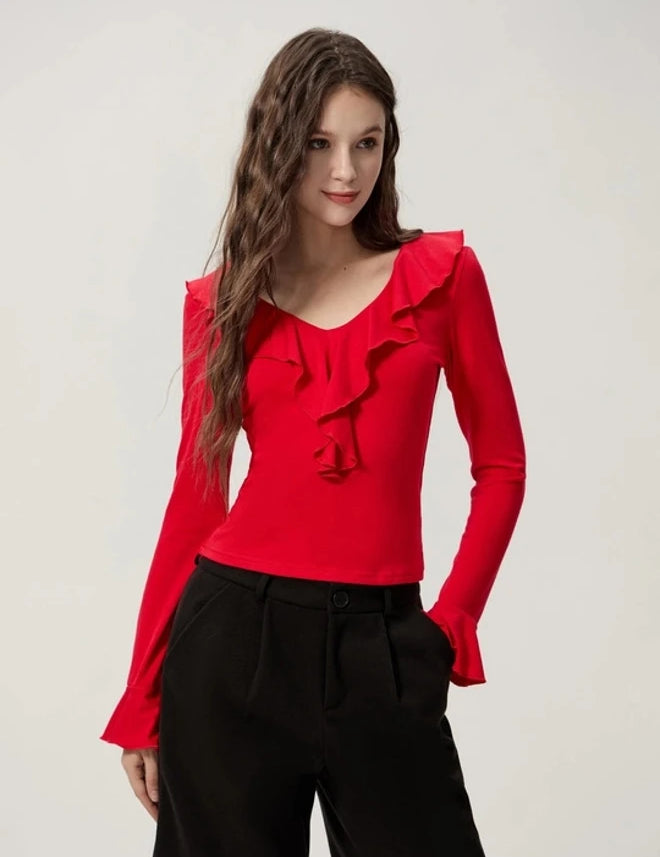 KOTTY Casual Solid Women Red Top 
