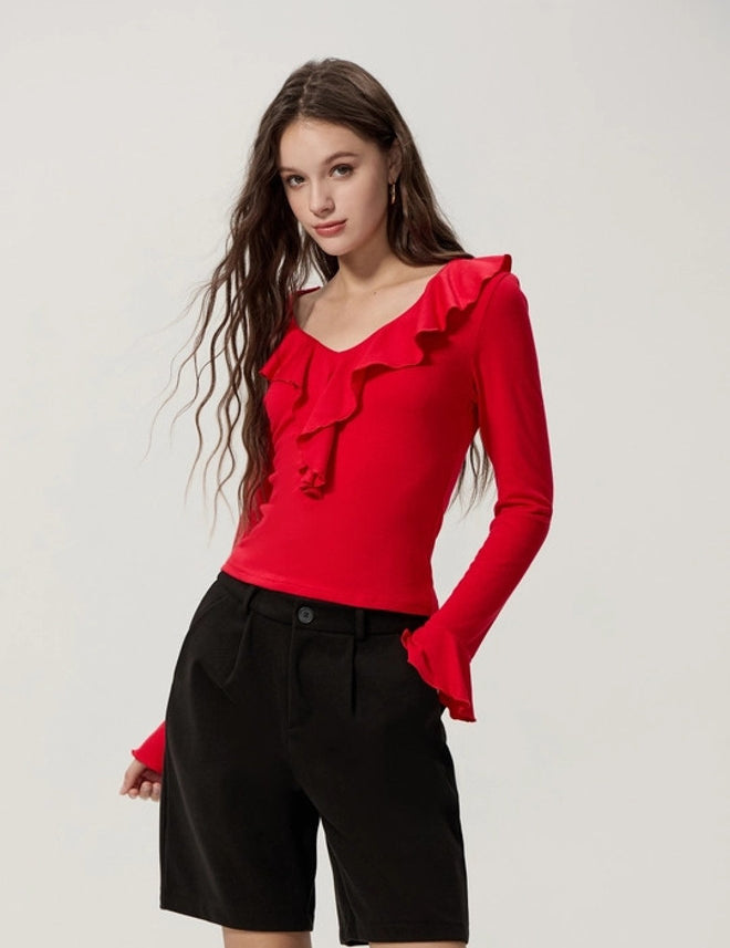KOTTY Casual Solid Women Red Top 
