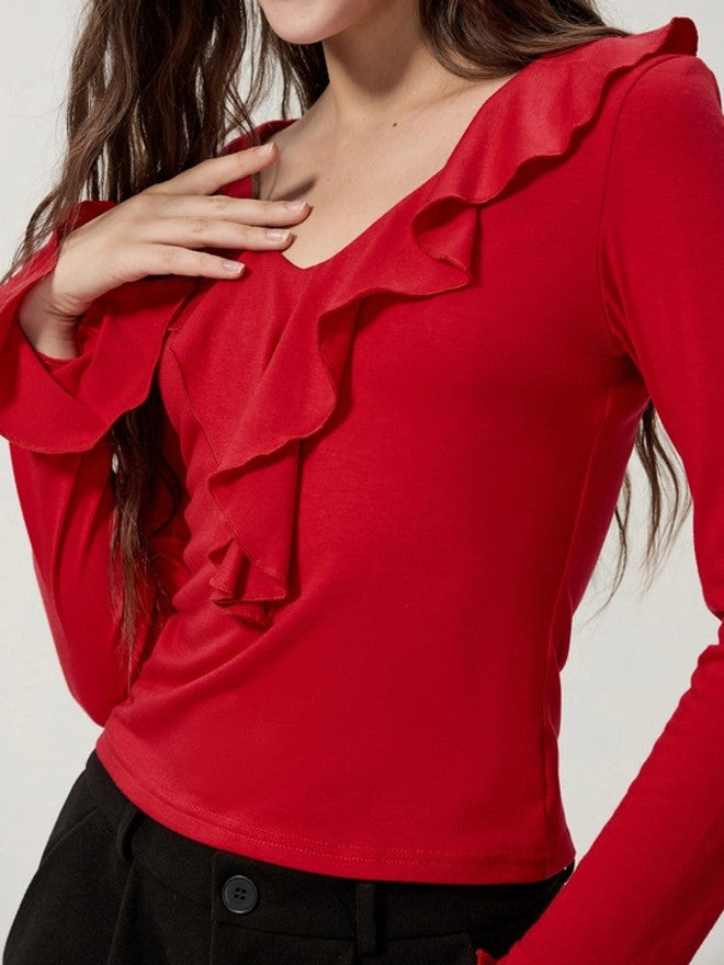 KOTTY Casual Solid Women Red Top 
