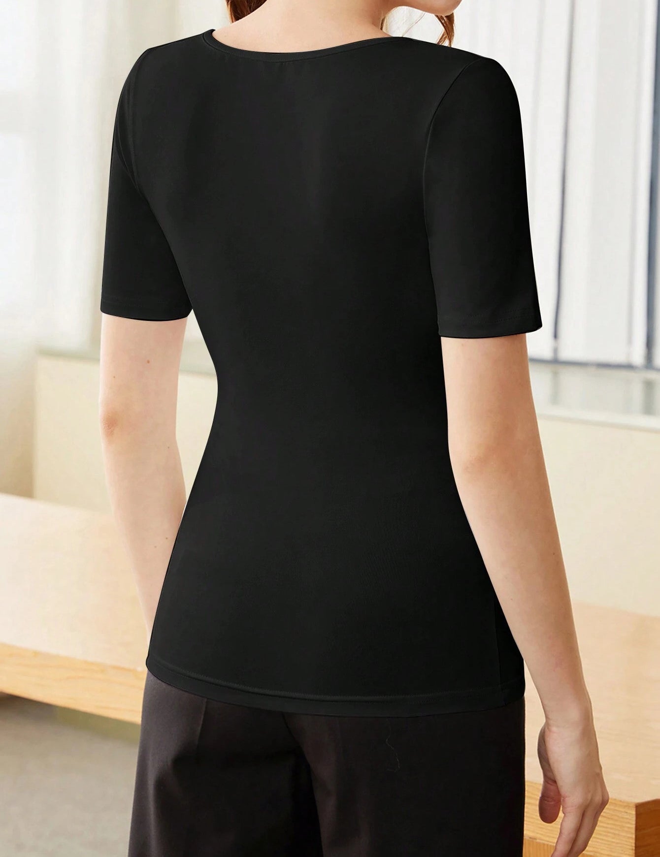 KOTTY Casual Solid Women Black Top 