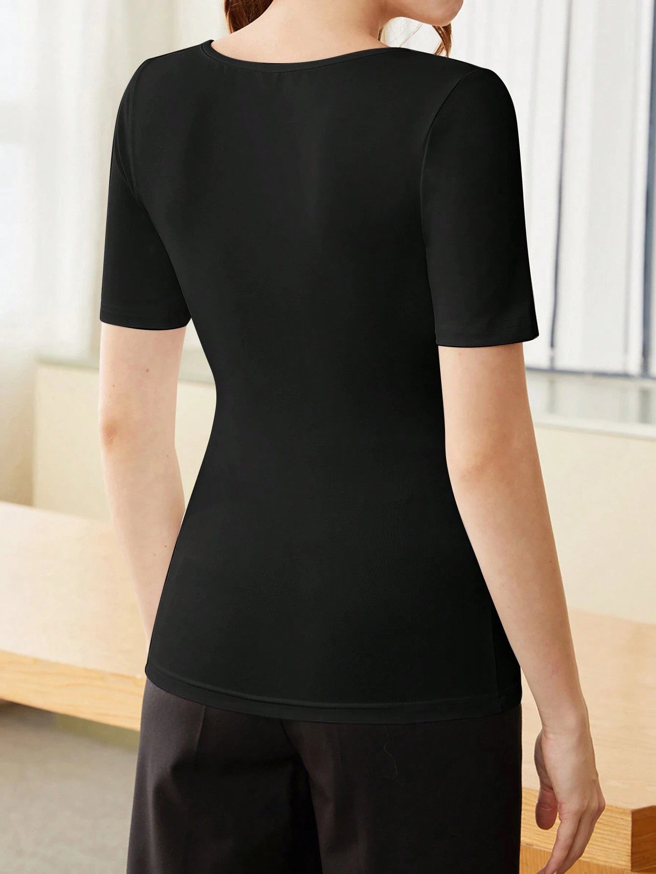 KOTTY Casual Solid Women Black Top 