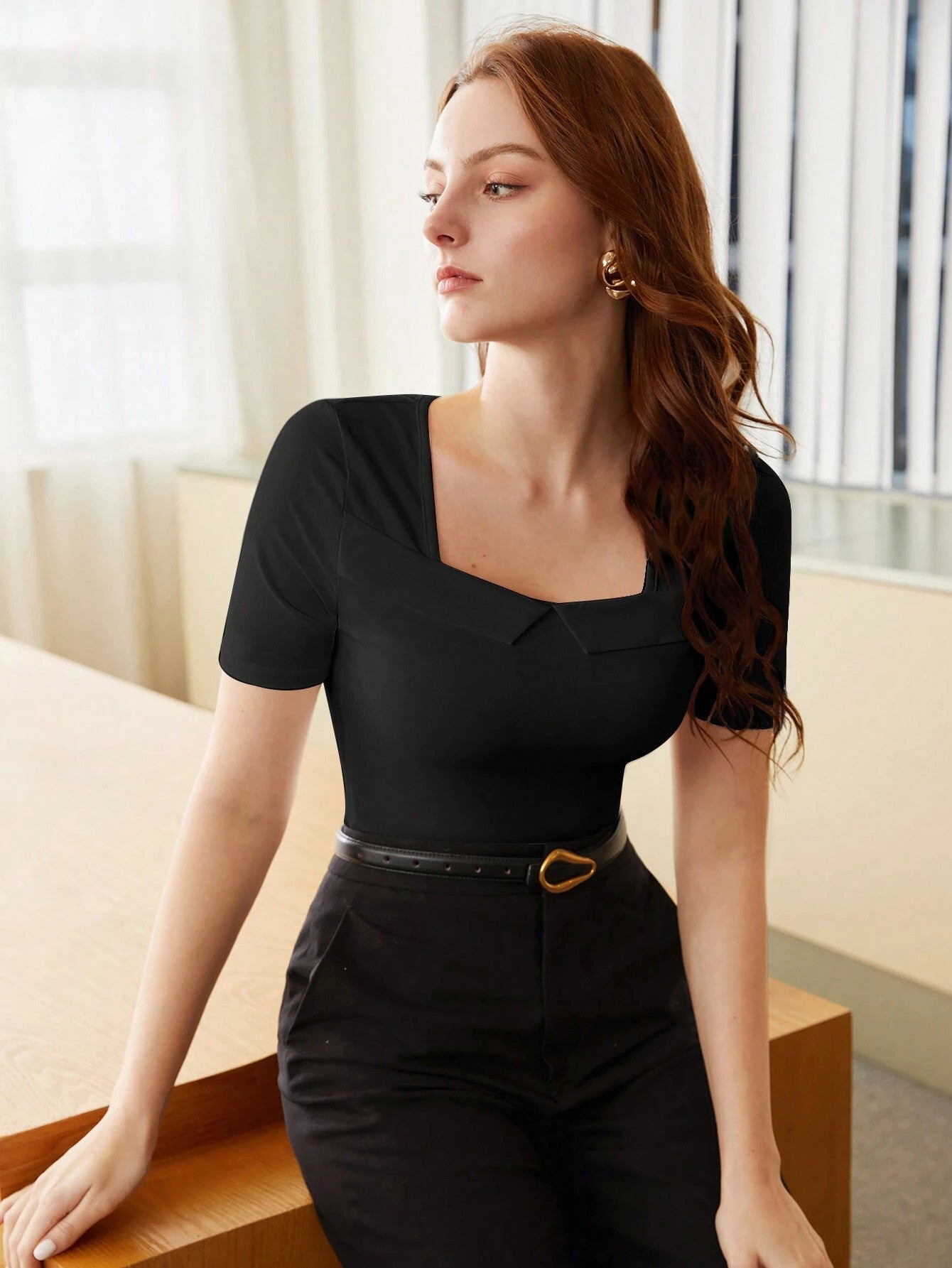 KOTTY Casual Solid Women Black Top 