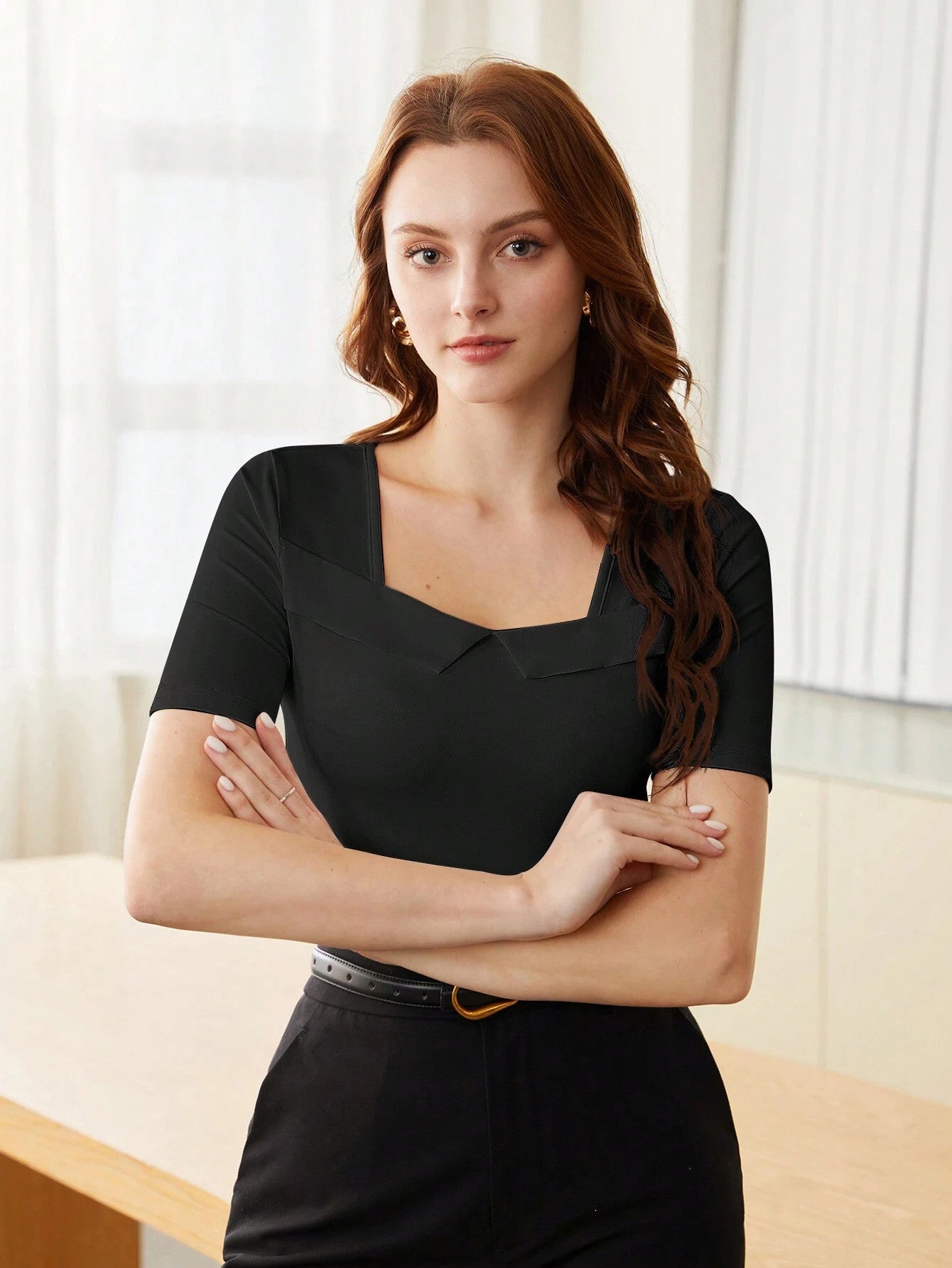 KOTTY Casual Solid Women Black Top 