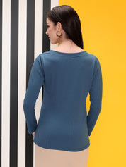 KOTTY Casual Solid Women Blue Top 