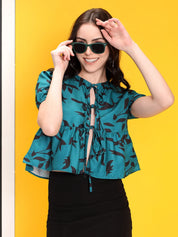 KOTTY Casual Printed Women Black, Blue Top 