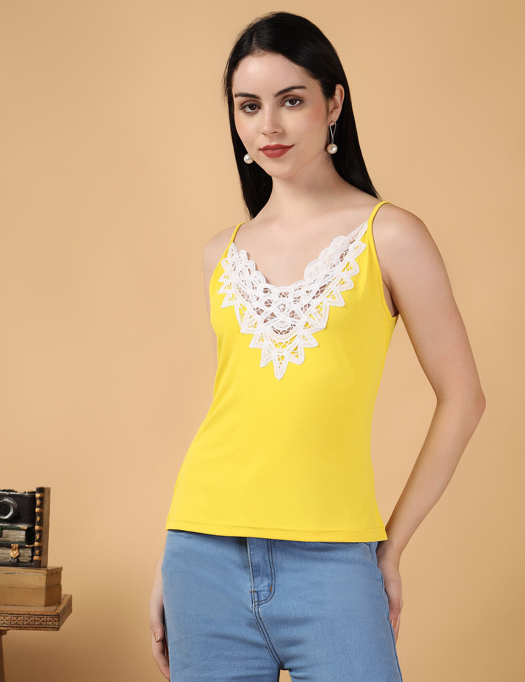 KOTTY Casual Solid Women Yellow Top 
