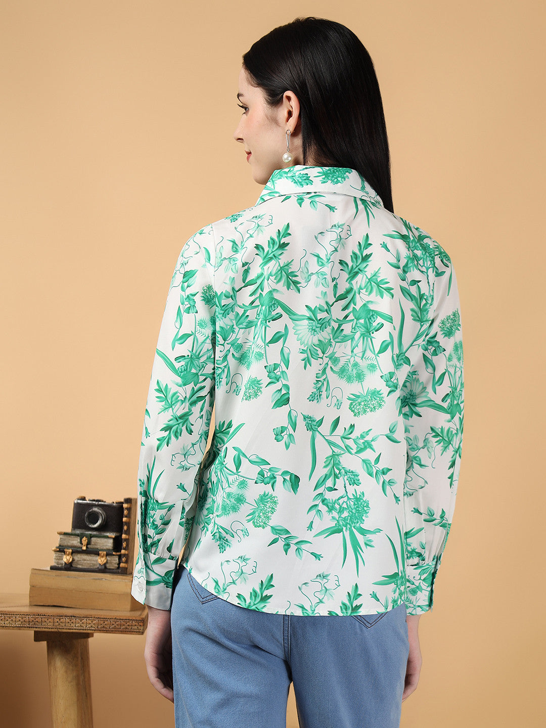 KOTTY Casual Floral Print Women Green Top 