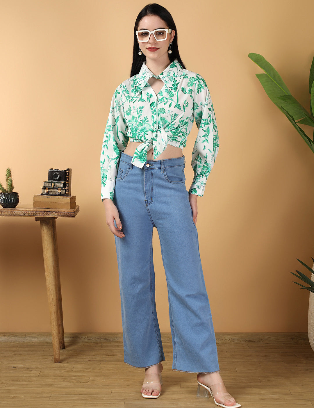 KOTTY Casual Floral Print Women Green Top 