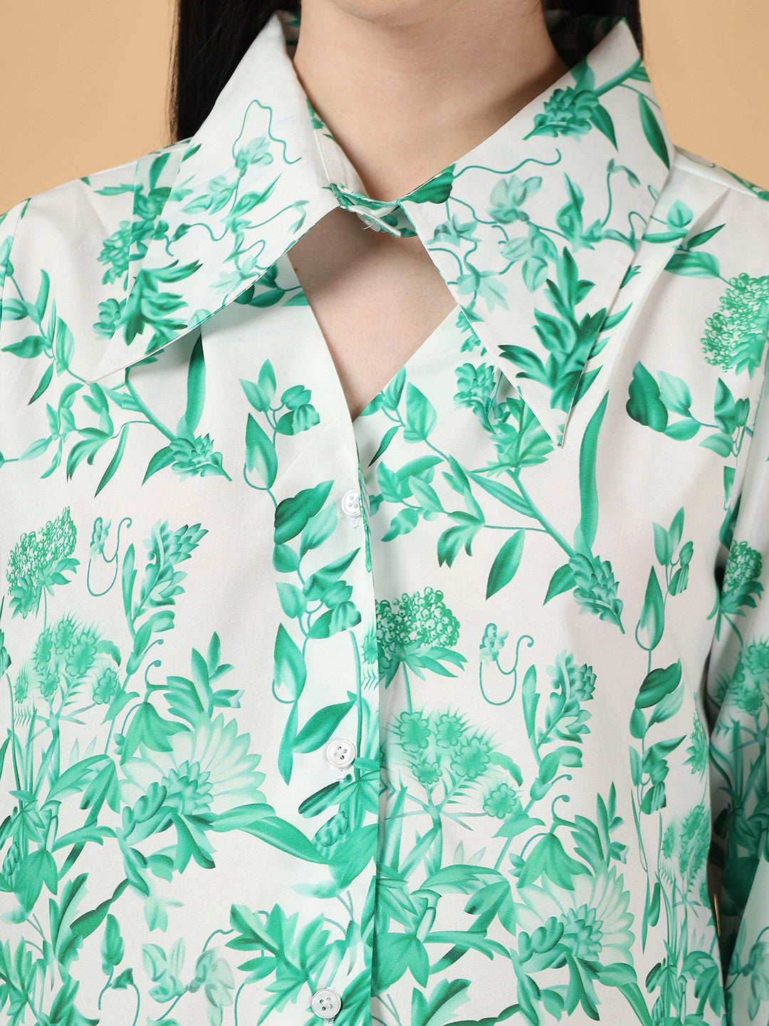 KOTTY Casual Floral Print Women Green Top 