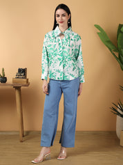 KOTTY Casual Floral Print Women Green Top 