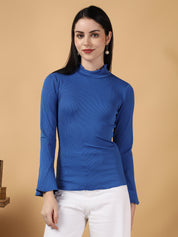 KOTTY Casual Solid Women Blue Top 