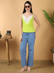 KOTTY Casual Solid Women Green Top 