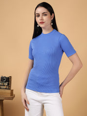 KOTTY Casual Solid Women Blue Top 