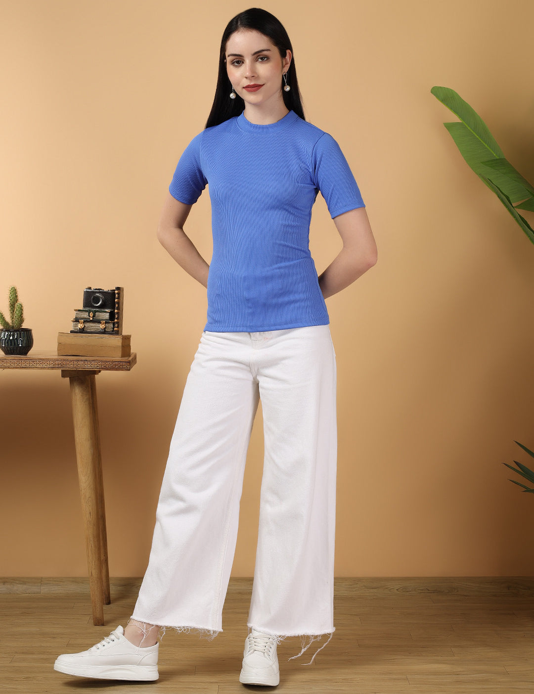 KOTTY Casual Solid Women Blue Top 
