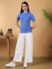 KOTTY Casual Solid Women Blue Top 