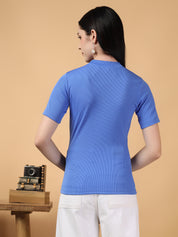 KOTTY Casual Solid Women Blue Top 