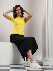 KOTTY Casual Solid Women Yellow Top 