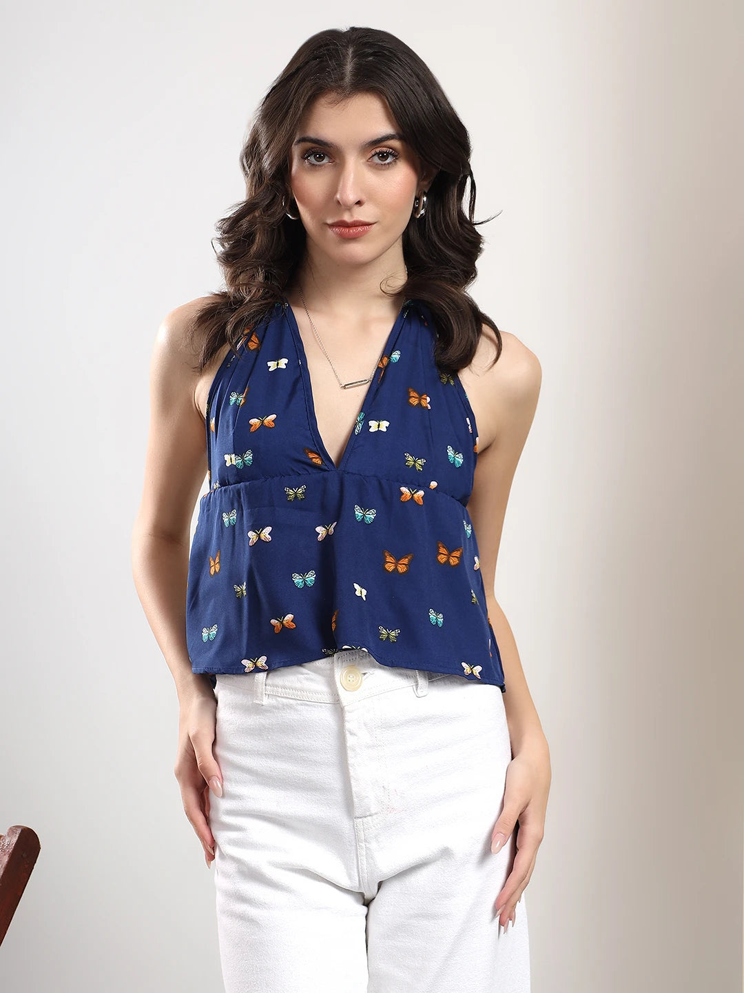 KOTTY Casual Printed Women Blue Top 