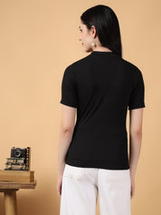 KOTTY Casual Solid Women Black Top 