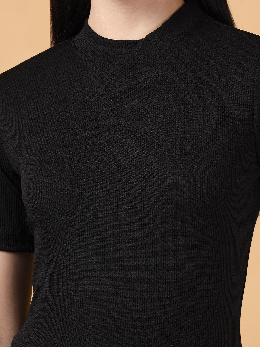 KOTTY Casual Solid Women Black Top 