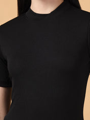 KOTTY Casual Solid Women Black Top 