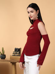 KOTTY Casual Solid Women Red Top 