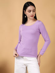 KOTTY Casual Solid Women Purple Top 