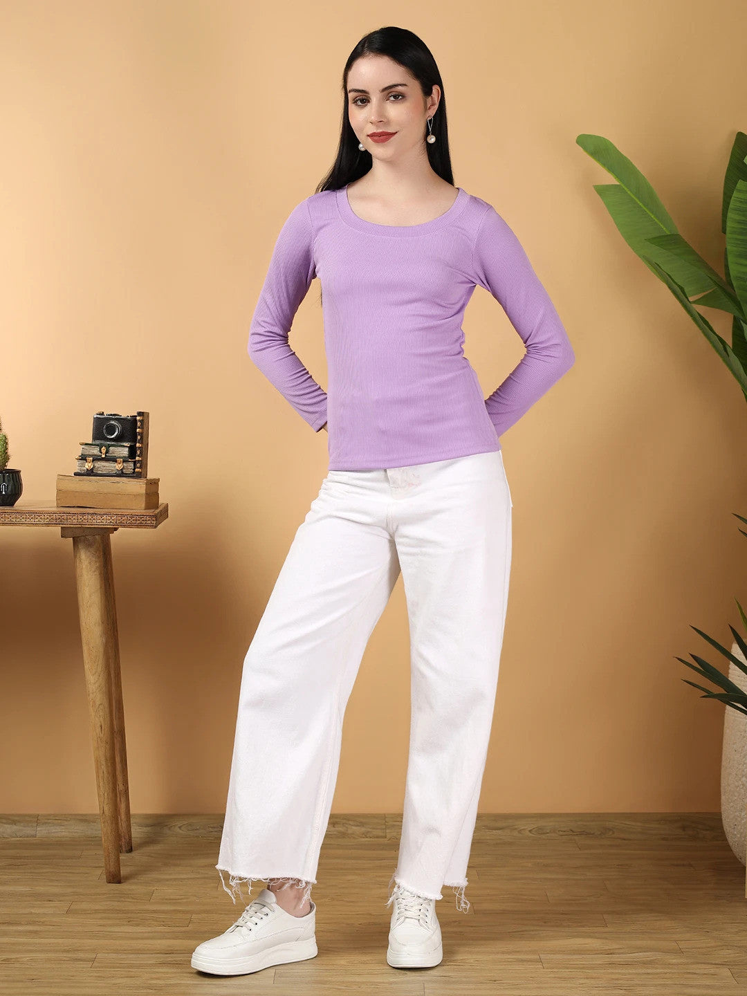 KOTTY Casual Solid Women Purple Top 